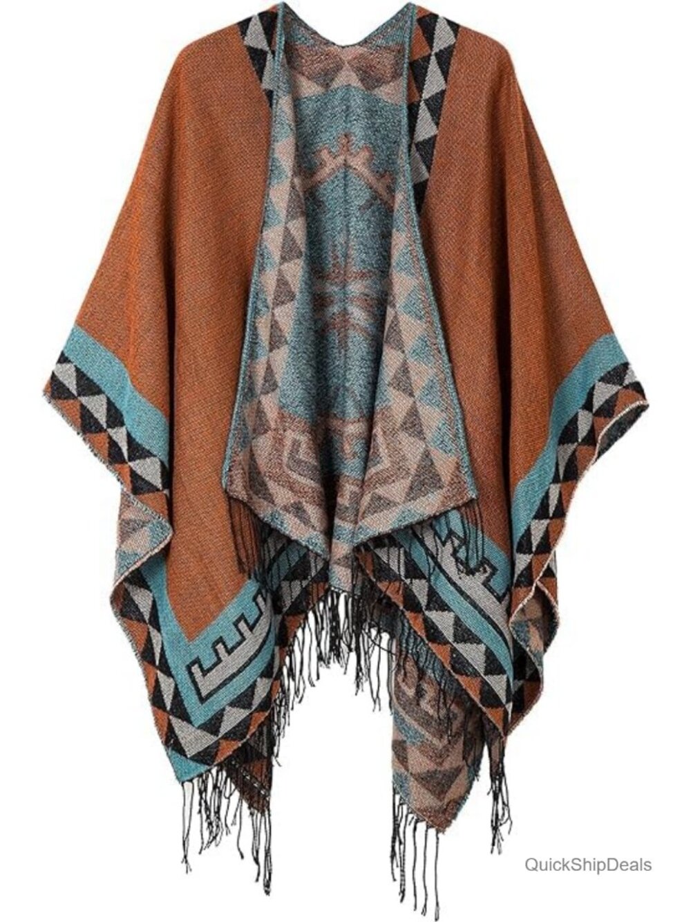 Women's Retro Vintage Pattern Tassel Poncho Shawl Cape Wrap Sleeveless Plaid